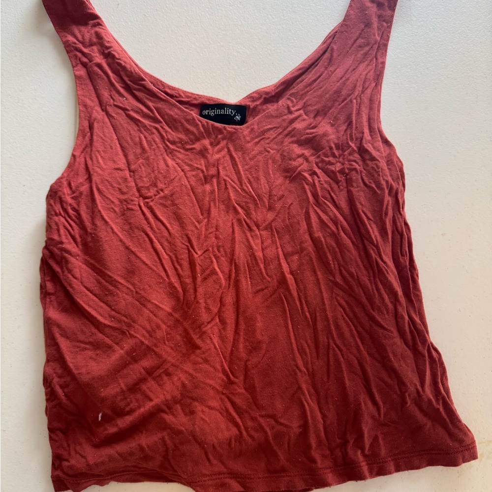 Originality Women's Red Slightly Cropped Tank Top